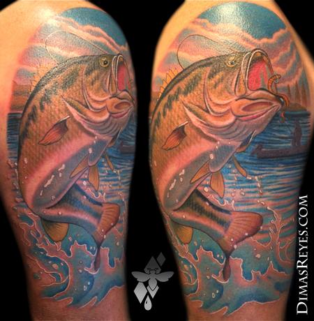 Dimas Reyes - Color Realistic Bass Fishing Tattoo