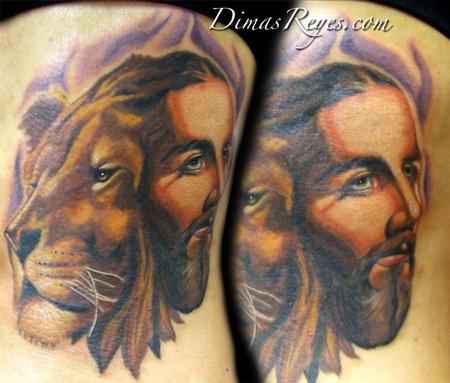 Dimas Reyes - Color Jesus and Aslan/ Lion Tattoo