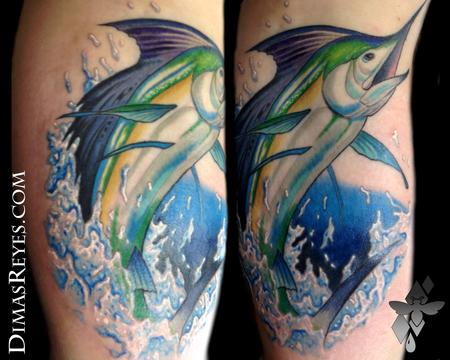 Dimas Reyes - Color Realistic Sailfish tattoo