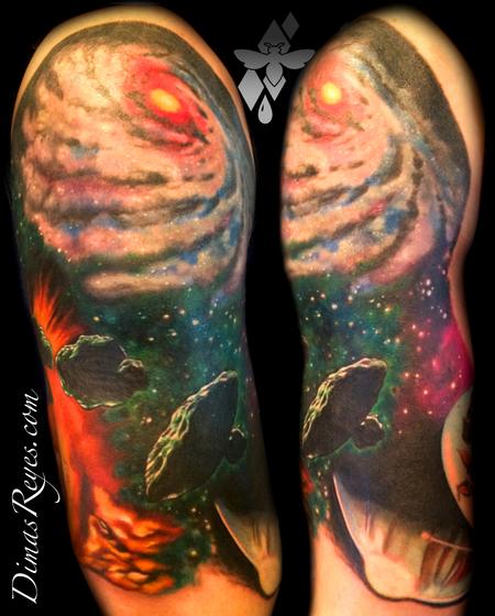 Dimas Reyes - Color Realistic Space Sleeve Tattoo