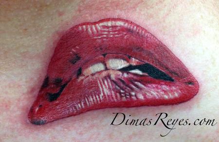 Kingdom Studio : Tattoos : Body Part Neck : Color Rocky Horror Lips tattoo