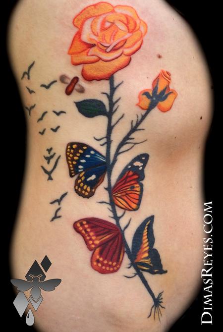 Dimas Reyes - Salvador Dali Butterflies Tattoo