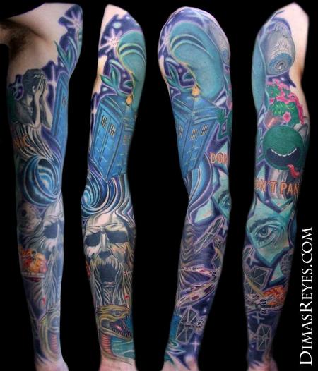 Dimas Reyes - Color Science Fiction Sleeve Tattoo