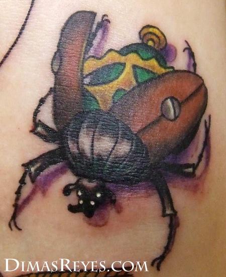 Dimas Reyes - Color Steampunk Insect Tattoo