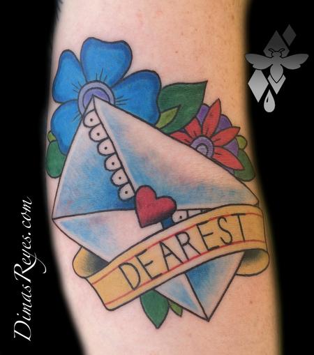 Dimas Reyes - Color Traditional Love Letter tattoo