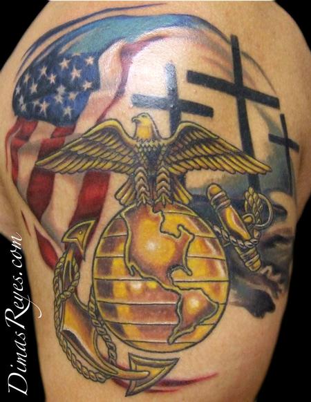 Dimas Reyes - USMC Globe and Anchor Tattoo