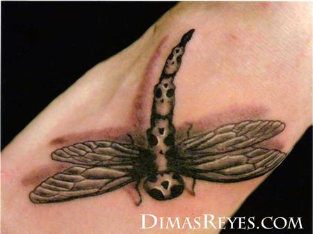 Dimas Reyes - Dragonfly with Skull Pattern Tattoo