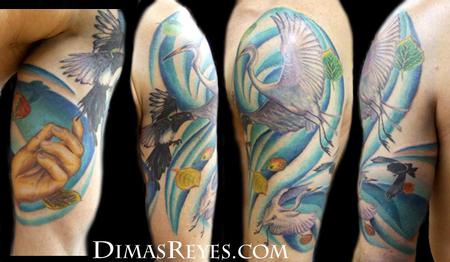 Dimas Reyes - Realistic Birds Half Sleeve Tattoo