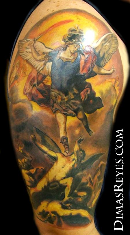 Dimas Reyes - Full Color Saint Michael Angel Tattoo