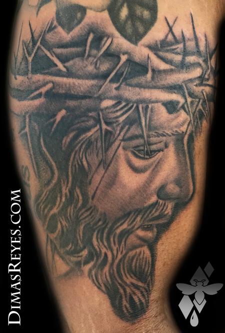 Tattoos - Black and Grey Jesus Christ tattoo - 138948