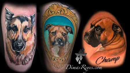 Dimas Reyes - Realistic Color Animal Dog Portrait Tattoos