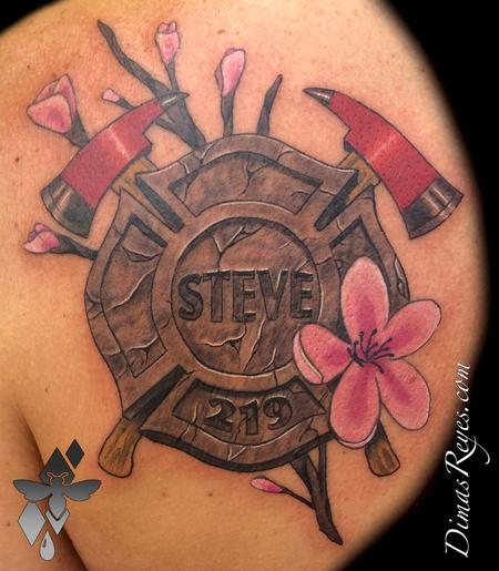 Dimas Reyes - Cherry Blossom Maltese Cross Tattoo