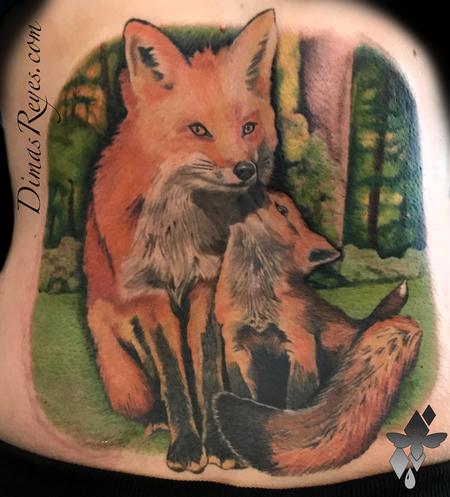 Dimas Reyes - Realistic Color Foxes Tattoo