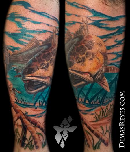 Dimas Reyes - Realistic Color Redfish Tattoo