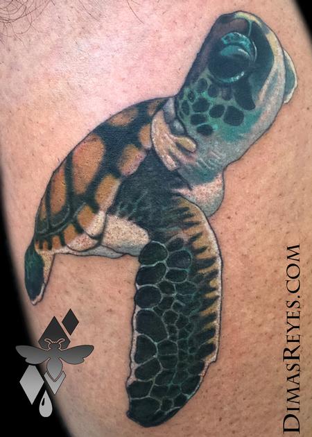 Dimas Reyes - Realistic Color Sea Turtle Tattoo