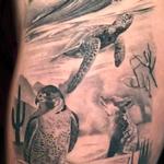 Tattoos - Black and Grey Animal Habitats Leg Tattoo - 145841