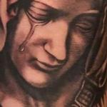 Tattoos - Black and Grey Virgin Mary with Rose tattoo - 138863