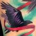 Tattoos - Color Ravens and Ribbon tattoo - 68149