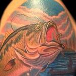 Tattoos - Color Realistic Bass Fishing Tattoo - 100732