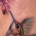 Tattoos - Color Realistic Hummingbird and Flowers tattoo - 98298