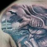 Tattoos - Black and Grey Heaven and Hell tattoo - 138946