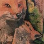 Tattoos - Realistic Color Foxes Tattoo - 138944
