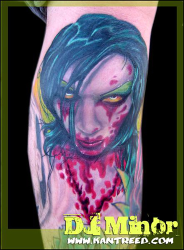 Tattoos - Gore Whore, on a knee - 22264
