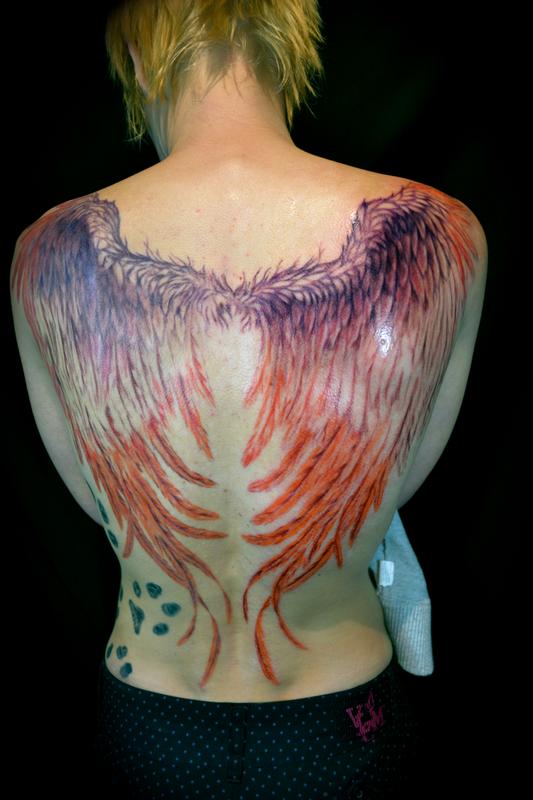 Red and Purple Phoenix Wings by Ryan El Dugi Lewis: TattooNOW