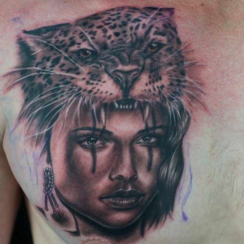 Aztec Jaguar Queen by Ryan El Dugi Lewis: TattooNOW