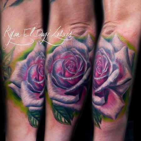 Ryan El Dugi Lewis - White pink rose tattoo