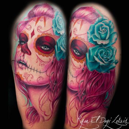 Tattoos - Day of the Dead Portrait Pink - 98767