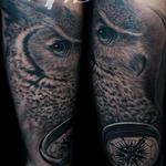 Tattoos - Great horned owl and compass  - 116702