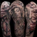 Tattoos - Virgin Mary touching Face and clock - 116707