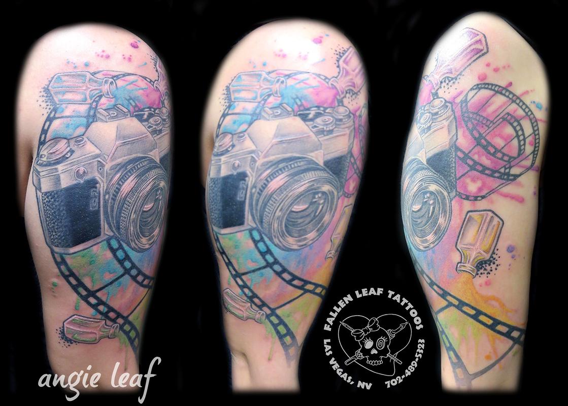 Classic camera watercolor tattoo by Angela Leaf: TattooNOW Classic camera watercolor tattoo by Angela Leaf: TattooNOW