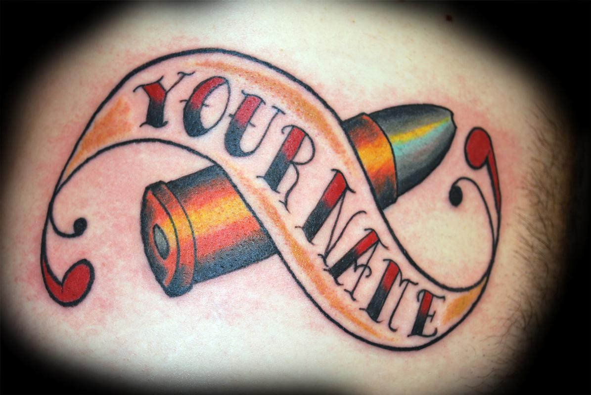old school bullet with your name tattoo by Sexy Rick: TattooNOW