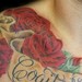 Tattoos - Realistic rose and banner chest tattoo - 51900