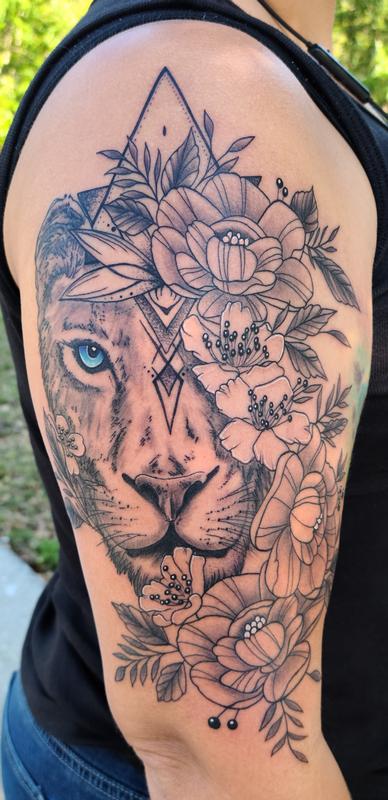 Fiercely Strong Half Lion Half Flower Tattoo Ideas  Tattoo Glee