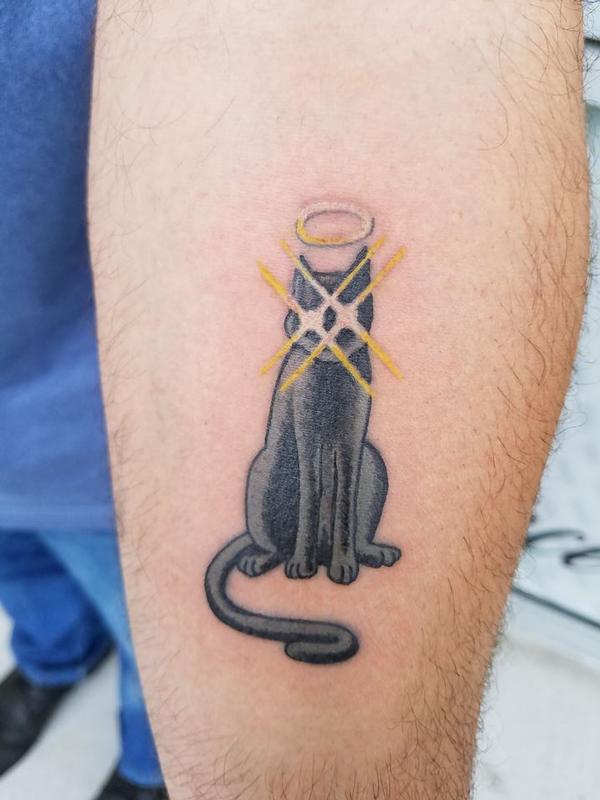 Gorgeous Blackwork Cat Calf Tattoo Amazing Tattoo Ideas - kulturaupice