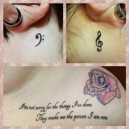 Tattoos - Musical Notes with Rose & Quote - 126626