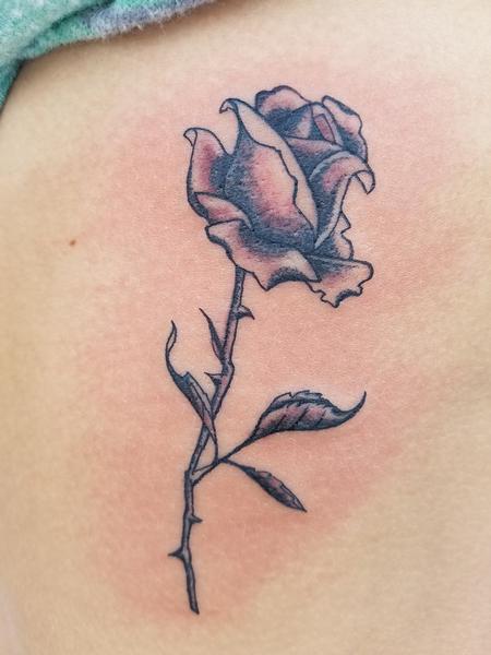 Stef aka Keki - Black Stippled Rose Tattoo