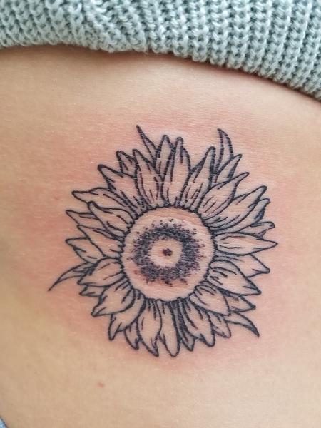 Tattoos - Stipple Line Work Sunflower - 129287