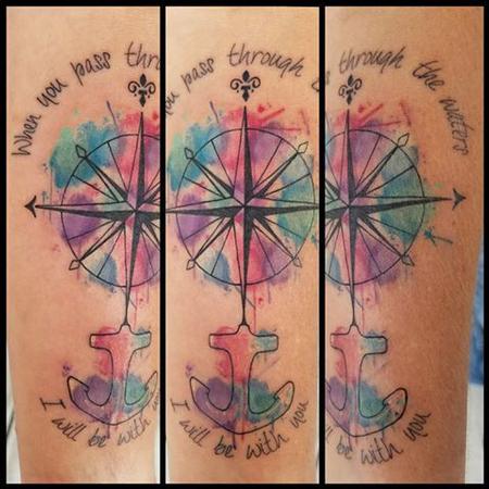 Water Color Compass and Anchor with Quote by Stefanee Schofield : Tattoos