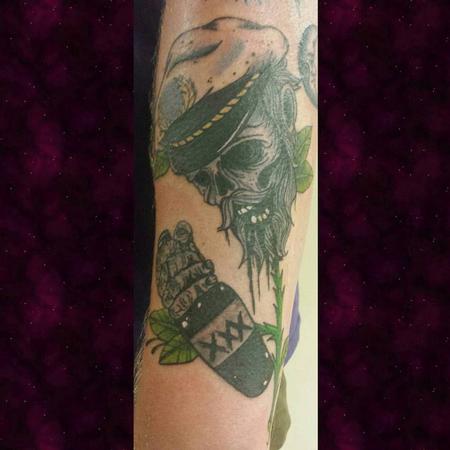 Stefanee Schofield - Dead Sailor Skull Flower Tattoo