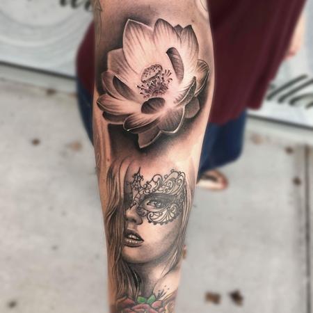 Miguel Angel Romo - Lotus and Portrait tattoo