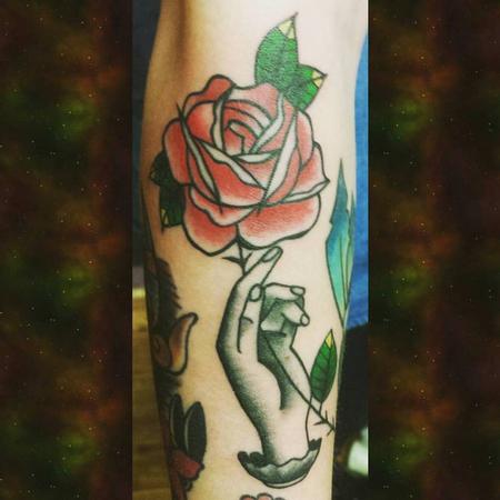 Stefanee Schofield - American Traditional Hand with Rose