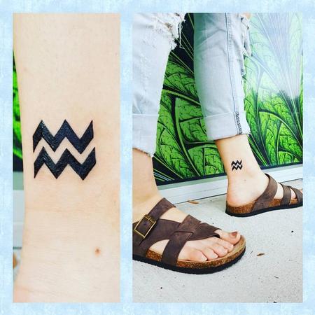 Tattoos - Aquarius Symbol on Ankle - 127014