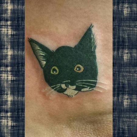 Stefanee Schofield - Black Kitty Head - Simple Tattoo Style