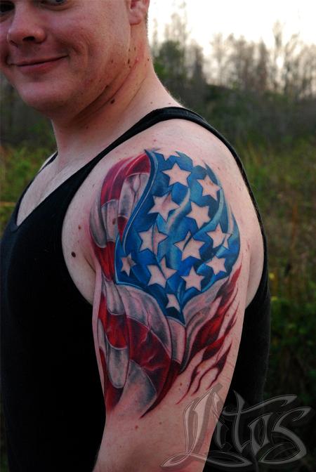 Tattoos - american flag soldier - 99164