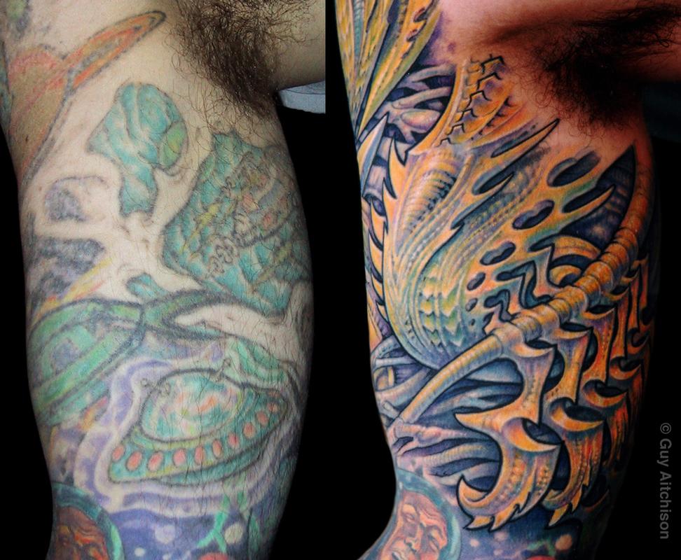 David Inner Arm Before And After By Guy Aitchison TattooNOW