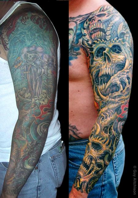 Guy Aitchison - Robert, 3 laser sessions and three passes of tattooing